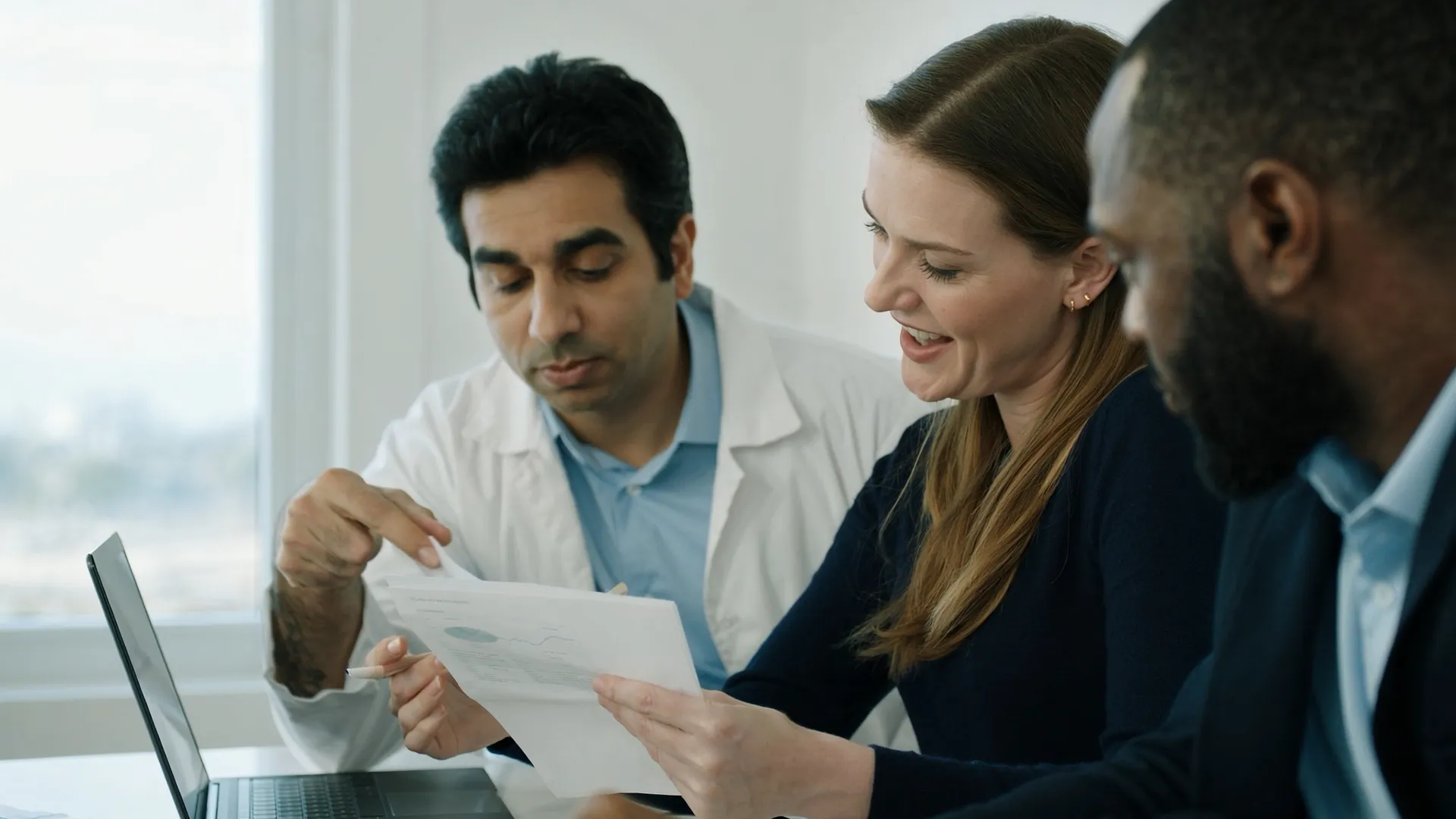 A physician and staff reviewing orders together